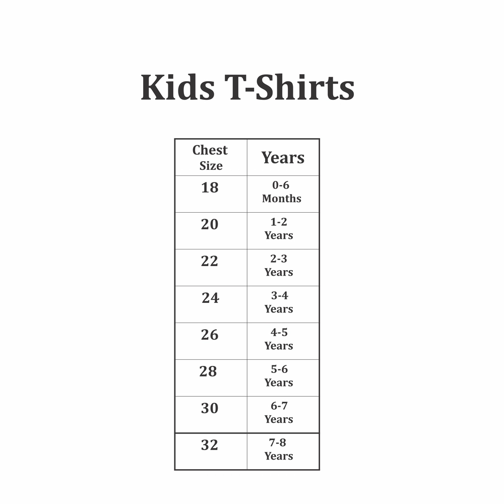 T-shirt size options for children